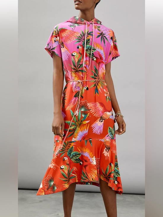 Anthropologie Dresses & Skirts - Farm Rio NWT Teresita Hooded Tunic midi Dress size XS